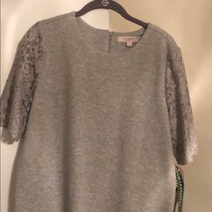 Gray loft blouse with lace detail